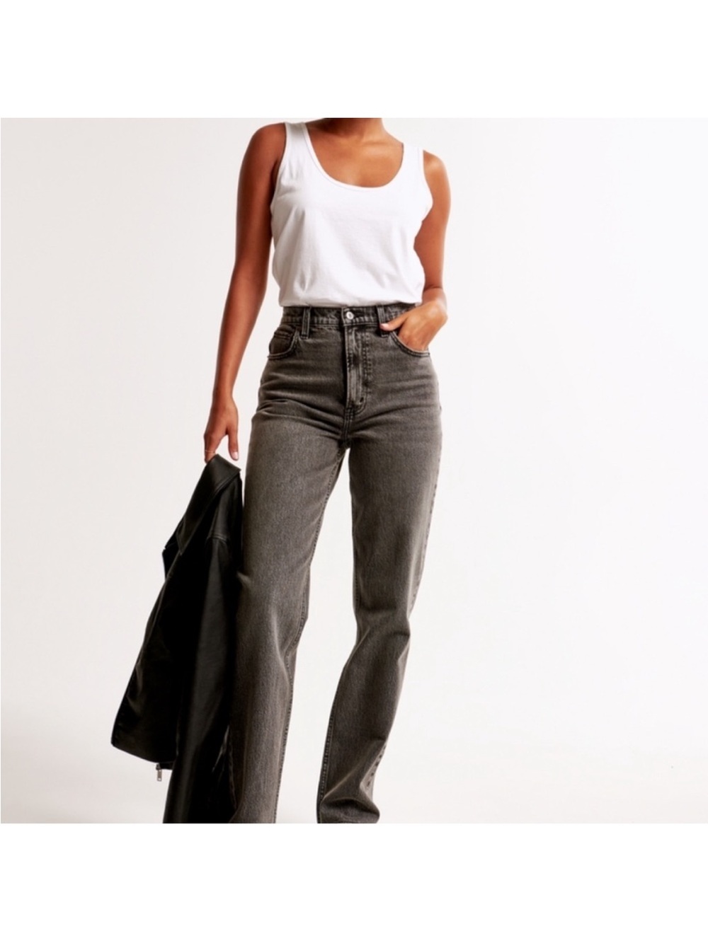 Abercrombie 90s Straight‎ Ultra High Rise Gray Wash Jeans Size 26